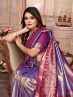 Anaita Lavender Tissue Silk With Weaving Saree With Blouse - Distacart