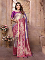 Anaita Lavender Tissue Silk With Weaving Saree With Blouse - Distacart