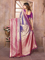 Anaita Lavender Tissue Silk With Weaving Saree With Blouse - Distacart