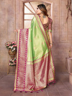 Anaita Light Green Tissue Silk With Weaving Saree With Blouse - Distacart