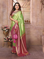 Anaita Light Green Tissue Silk With Weaving Saree With Blouse - Distacart