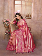 Anaita Peach Tissue Silk With Weaving Saree With Blouse - Distacart
