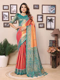 Anaita Orange Tissue Silk With Weaving Saree With Blouse - Distacart