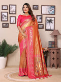 Anaita Orange Tissue Silk With Weaving Saree With Blouse - Distacart