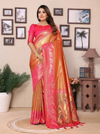 Anaita Orange Tissue Silk With Weaving Saree With Blouse - Distacart