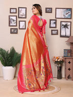 Anaita Orange Tissue Silk With Weaving Saree With Blouse - Distacart