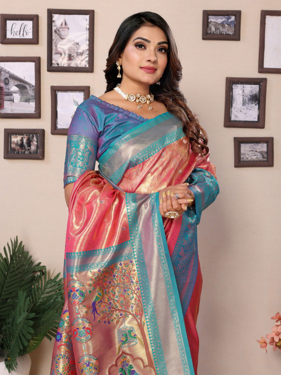 Anaita Light Red Tissue Silk With Weaving Saree With Blouse - Distacart