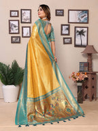 Anaita Dark Golden Tissue Silk With Weaving Saree With Blouse - Distacart