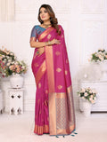 Anaita Rani Pink Silk Weaving Saree With Blouse - Distacart