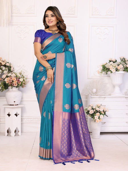 Anaita Dark Blue Weaving Saree With Blouse