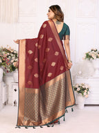 Anaita Maroon Weaving Saree With Blouse - Distacart