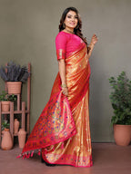 Anaita Orange Tissue Silk With Weaving Saree With Blouse - Distacart