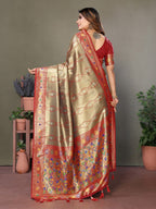 Anaita Light Red Tissue Silk With Weaving Saree With Blouse - Distacart