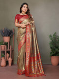 Anaita Light Red Tissue Silk With Weaving Saree With Blouse - Distacart