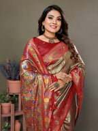 Anaita Light Red Tissue Silk With Weaving Saree With Blouse - Distacart