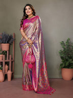 Anaita Lavender Tissue Silk With Weaving Saree With Blouse - Distacart