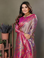 Anaita Lavender Tissue Silk With Weaving Saree With Blouse - Distacart