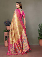 Anaita Dark Golden Tissue Silk With Weaving Saree With Blouse - Distacart