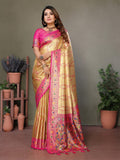 Anaita Dark Golden Tissue Silk With Weaving Saree With Blouse - Distacart