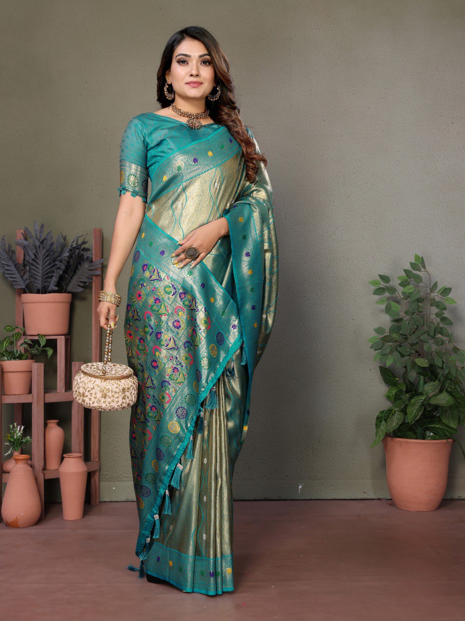 Anaita Light Green Tissue Silk With Weaving Saree With Blouse - Distacart