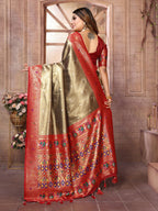 Anaita Dark Golden Tissue Silk With Weaving Saree With Blouse - Distacart