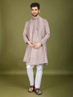 Vastranavya Ivory Exclusive Festival Wear Viscose Silk Thread with Sequence Embroidered Work Kurta with Dupatta