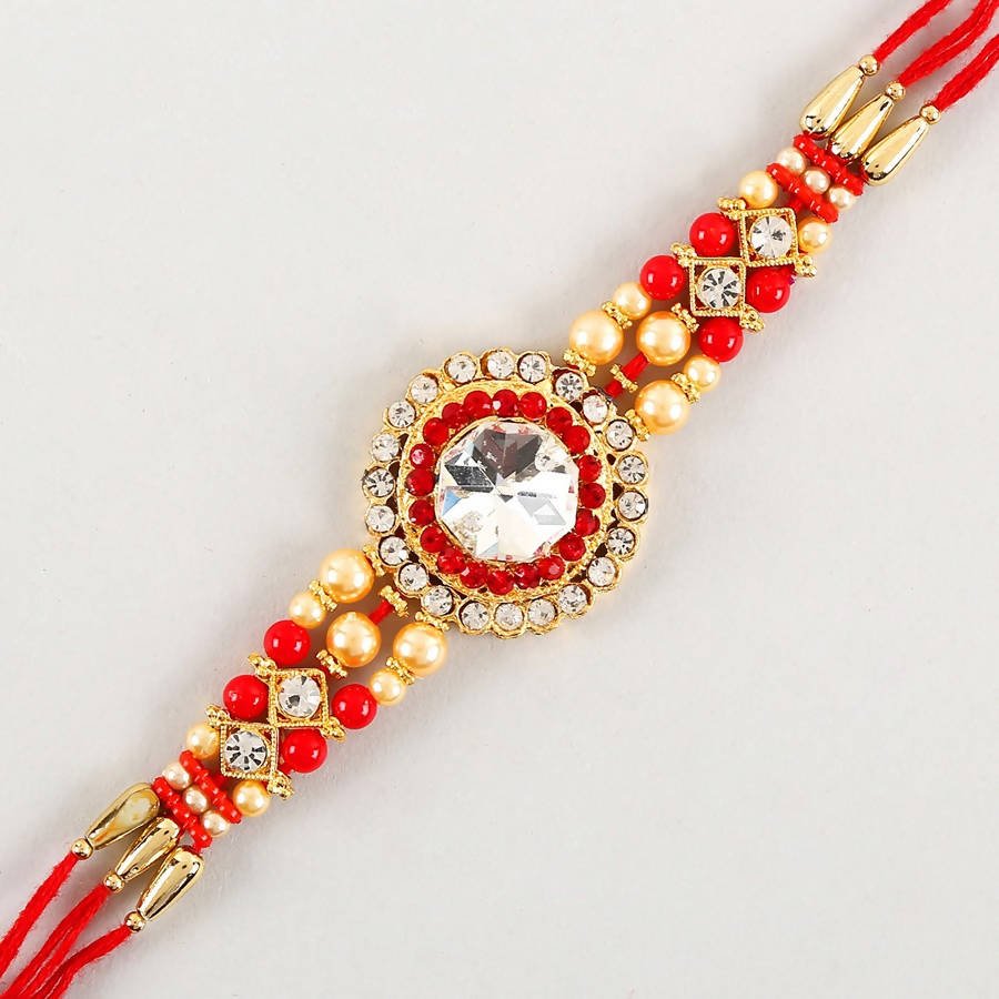 American Diamond Bling Rakhi And Fruit N Nut Chocolates