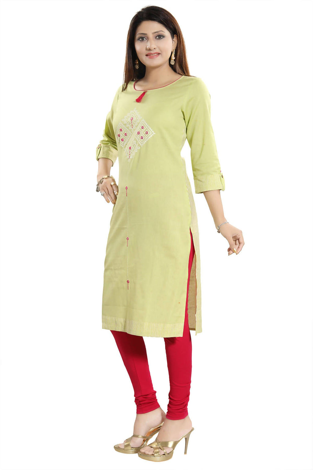 Snehal Creations Easy Breezy Liril Green Cotton Printed Tunic - Distacart