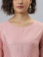 Janasya Mauve Woven Design Kurta with Trousers - Distacart