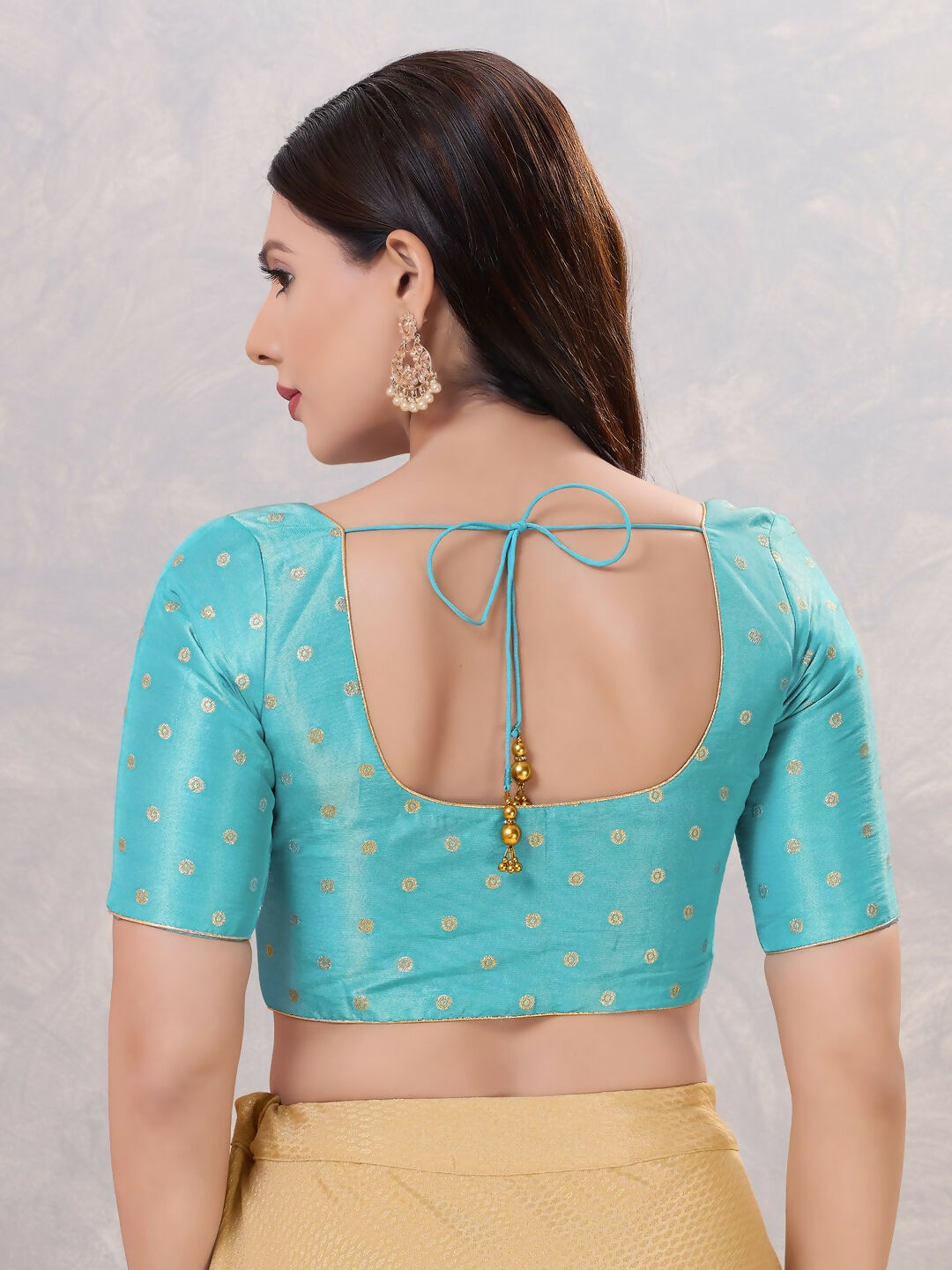 Joban Fashion Women Silk Light-Blue Stitched Blouse