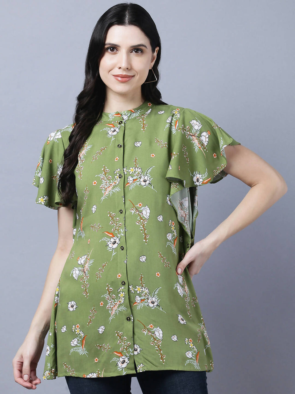 Myshka Stylish Green Viscose Short Sleeve Women's Top - Distacart
