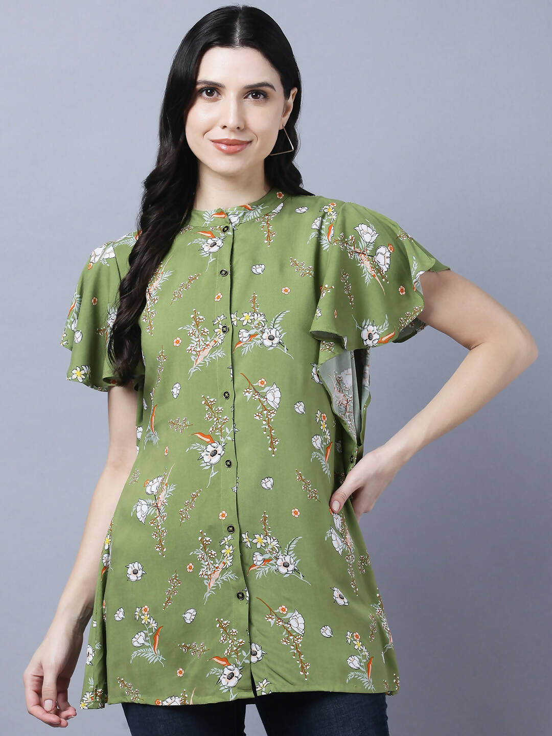 Myshka Stylish Green Viscose Short Sleeve Women's Top - Distacart