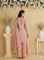 Evanik Women Pink Chinon Silk Zari Embroidered Sequins Sharara Suit - Distacart