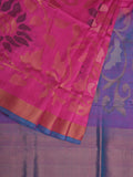 Pink and Lavender Uppada Silk Handloom Saree with All Over Design - Global Threads