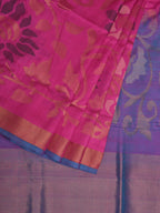 Pink and Lavender Uppada Silk Handloom Saree with All Over Design - Global Threads