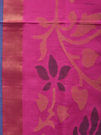 Pink and Lavender Uppada Silk Handloom Saree with All Over Design - Global Threads