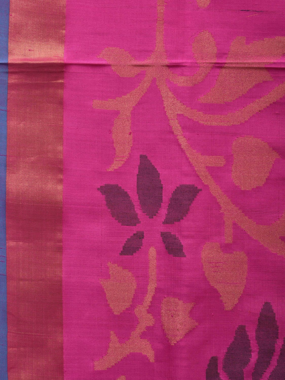Pink and Lavender Uppada Silk Handloom Saree with All Over Design - Global Threads