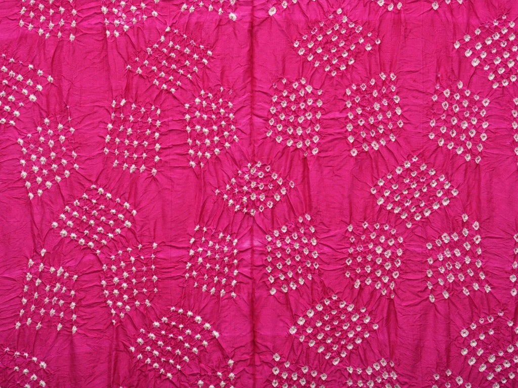 Pink and Purple Bandhani Kanchipuram Silk Handloom Dupatta with Border Design - Global Threads