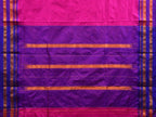 Pink and Purple Narayanpet Silk Handloom Plain Saree with Traditional Border Design No Blouse - Global Threads