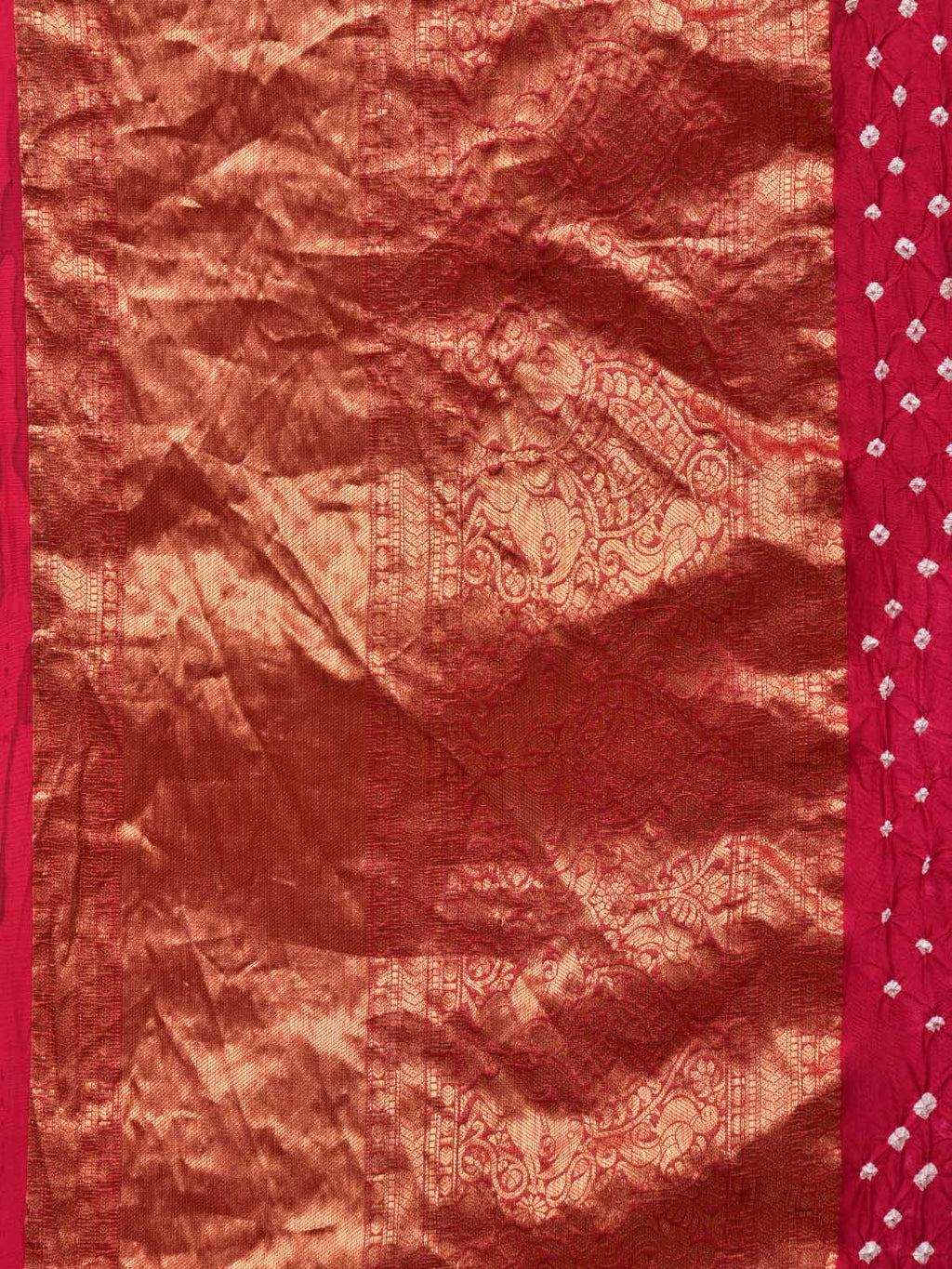 Pink Bandhani Kanchipuram Silk Handloom Saree with Kalamkari Pallu and Blouse Design - Global Threads