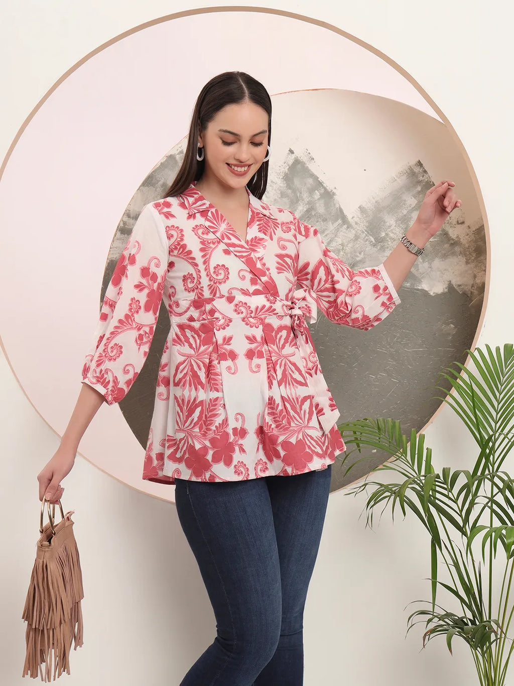 Yufta Pink Cotton Peplum Top