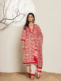 Yufta Pink Embroidered Thread Work Pure Cotton Kurta Trousers & Dupatta