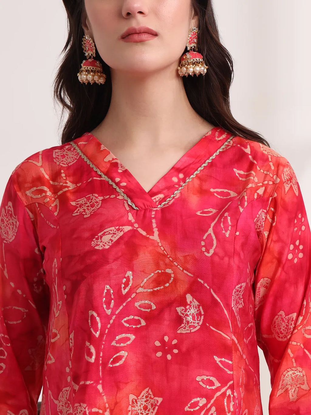 Yufta Pink Ethnic Motifs Lace Work Anarkali Kurta And Trouser With Dupatta Set - Distacart