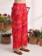 Yufta Pink Ethnic Motifs Lace Work Anarkali Kurta And Trouser With Dupatta Set - Distacart