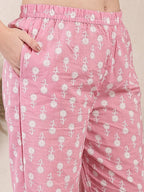 Yufta Pink Ethnic Motifs Print Straight Kurta Trouser Dupatta Set - Distacart
