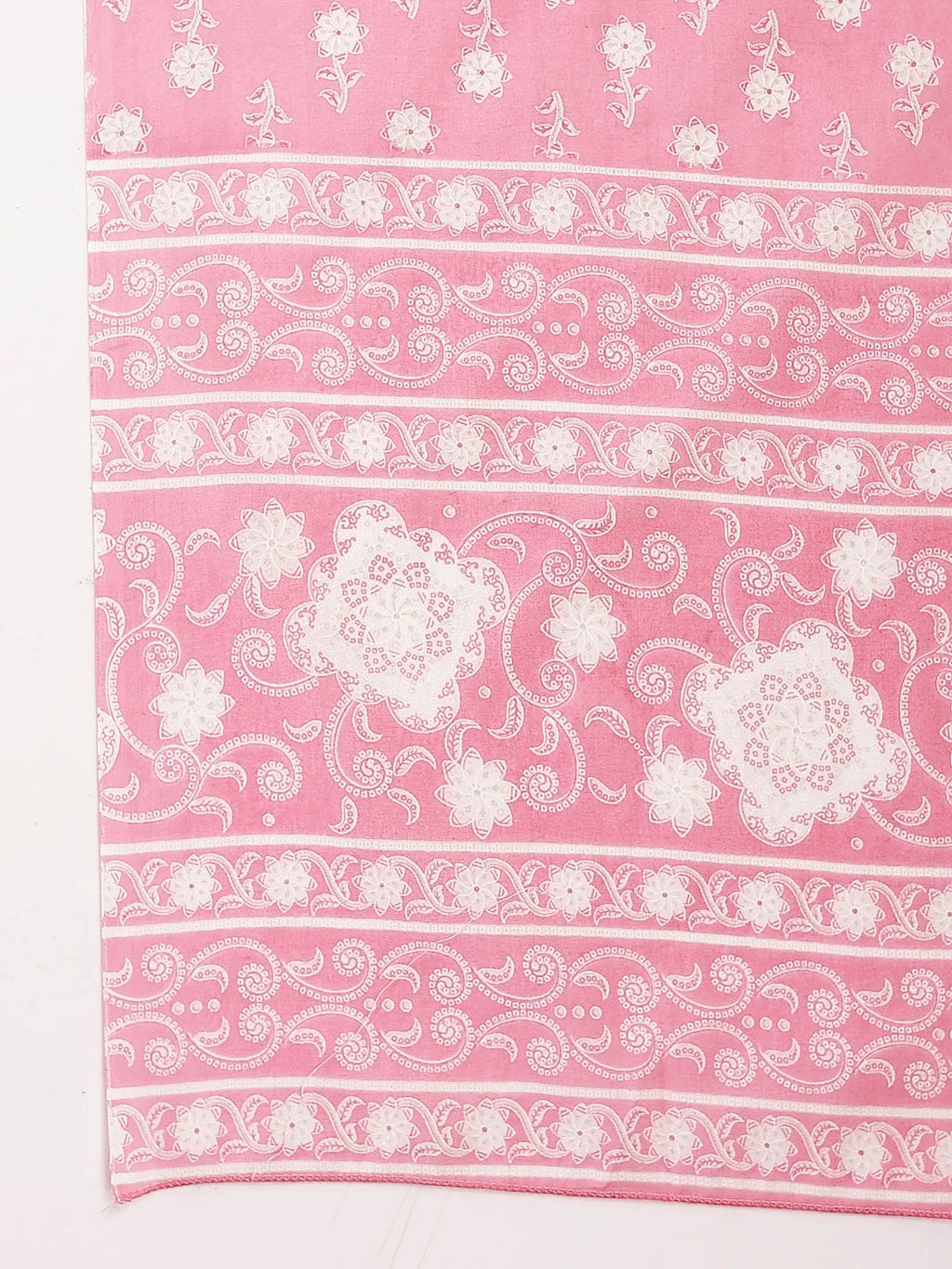 Yufta Pink Ethnic Motifs Print Straight Kurta Trouser Dupatta Set - Distacart