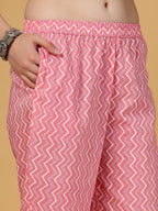 Yufta Pink Floral Print Straight Kurta Trouser Dupatta Set - Distacart