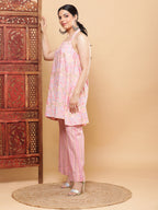 BohoJazz Pink Vacay Halter Top with Comfort Pants Co-ord Set - Distacart