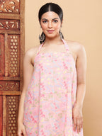 BohoJazz Pink Vacay Halter Top with Comfort Pants Co-ord Set - Distacart