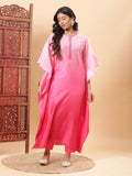 BohoJazz Pink Ombre Embroidered Kaftan with Pants - Distacart